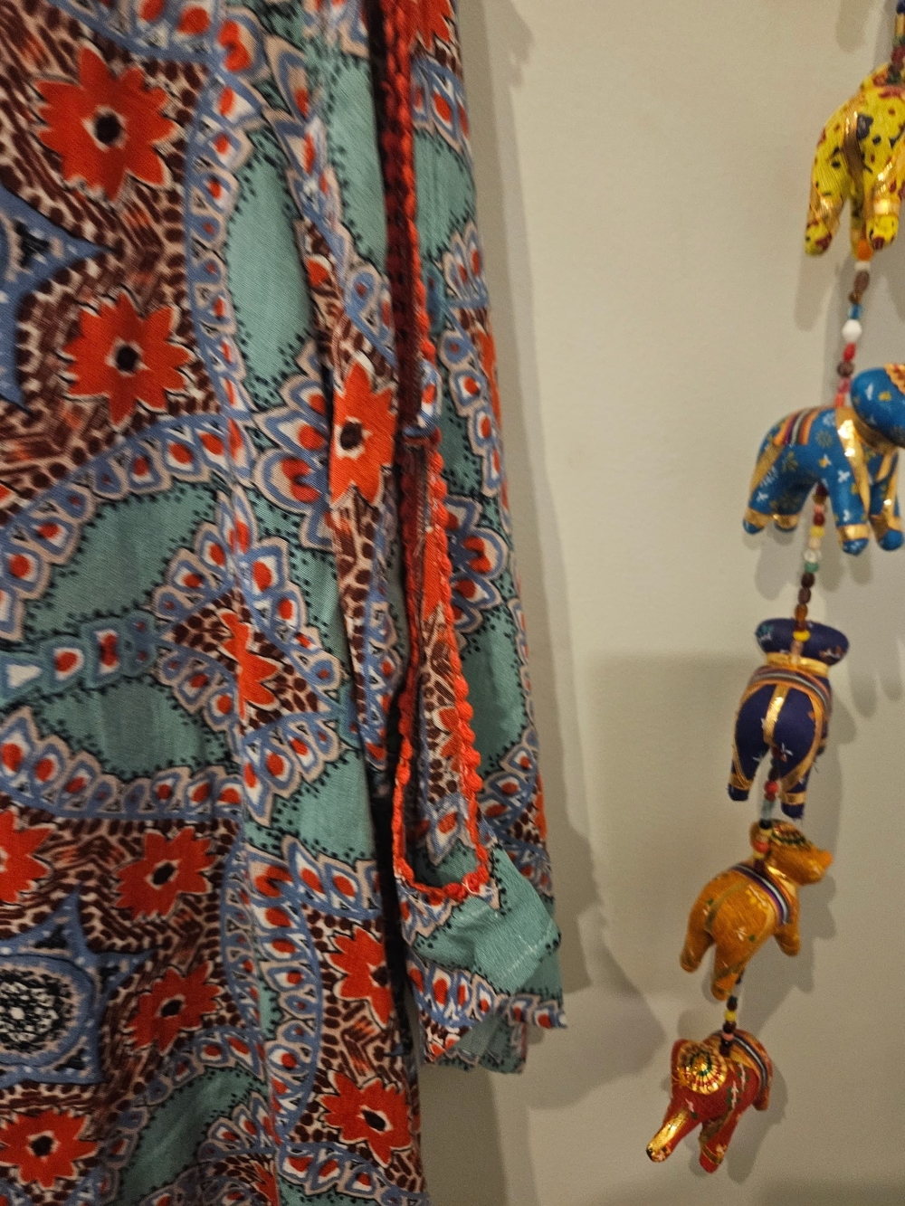 Democracy Floral Paisley Dress in Teal and Red